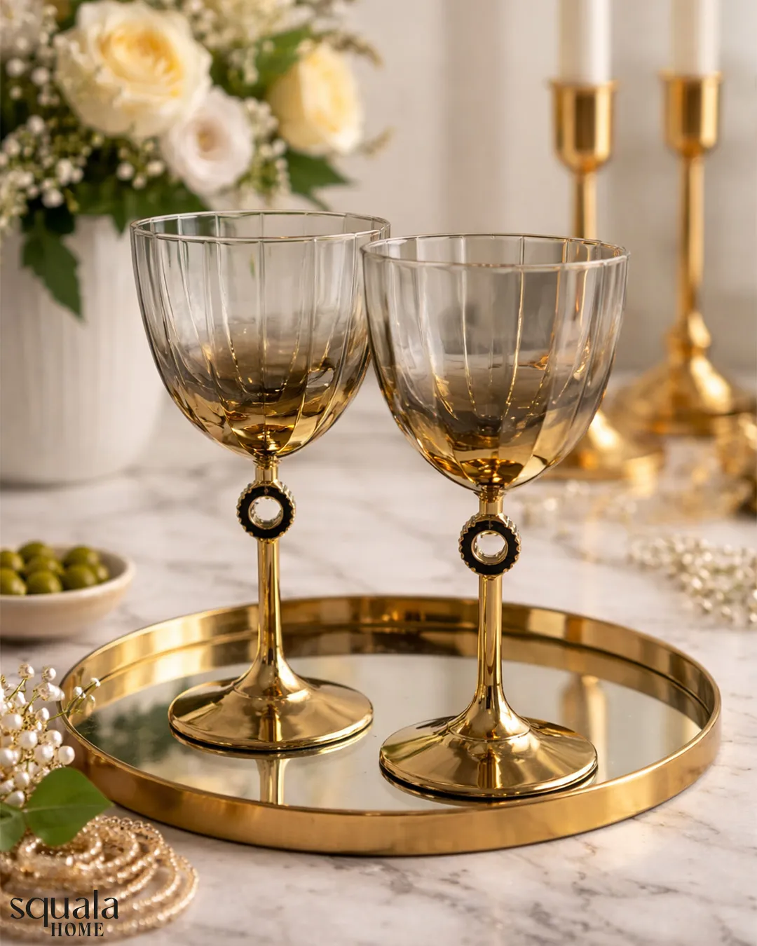 Titanyum Gold Ayaklı Bardak 2 Li