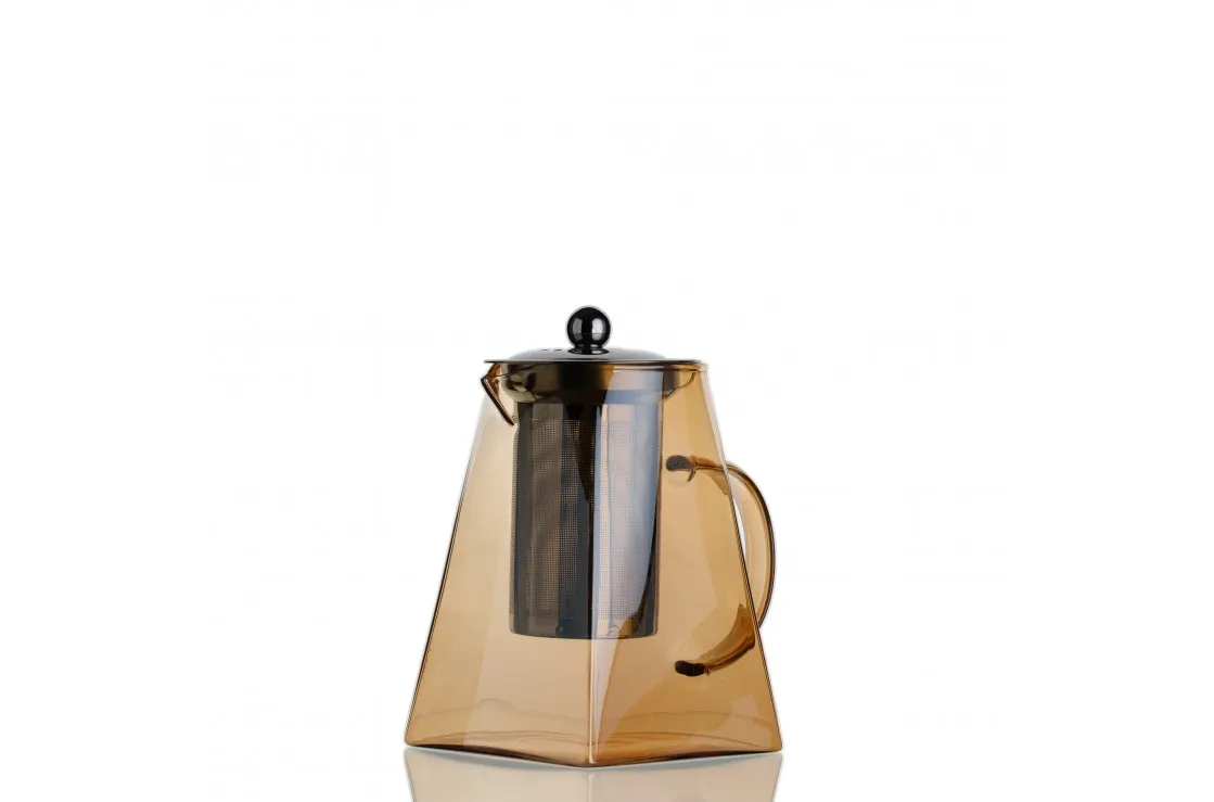 Metal Süzgeçli Cam Demlik 950 ML