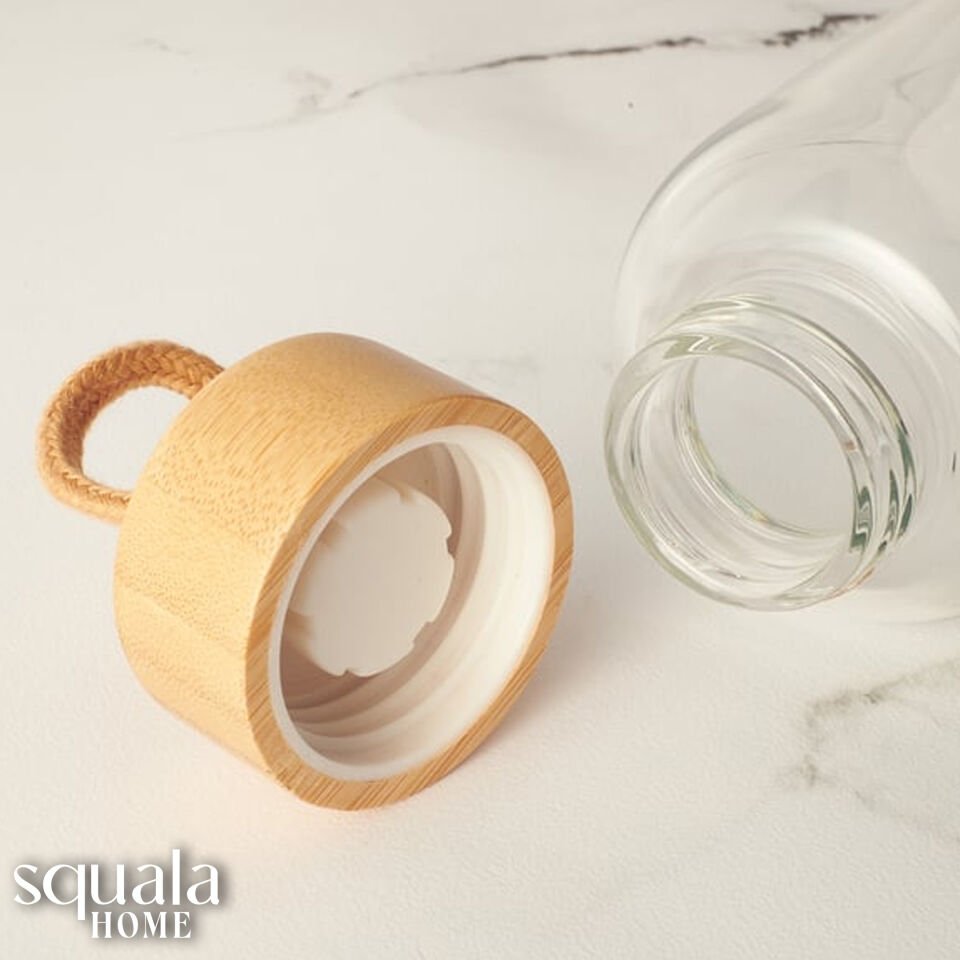 Bambu Kapaklı Cam Matara 600 Ml