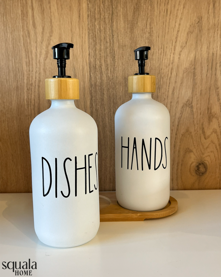 2'li Cam Sıvı Sabunluk Bambu Stantlı