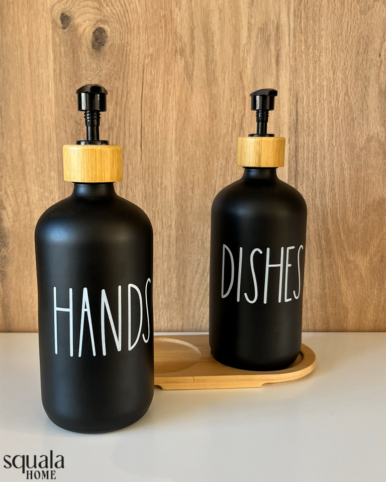 2'li Cam Sıvı Sabunluk Bambu Stantlı