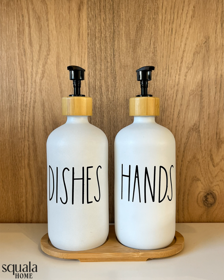 2'li Cam Sıvı Sabunluk Bambu Stantlı