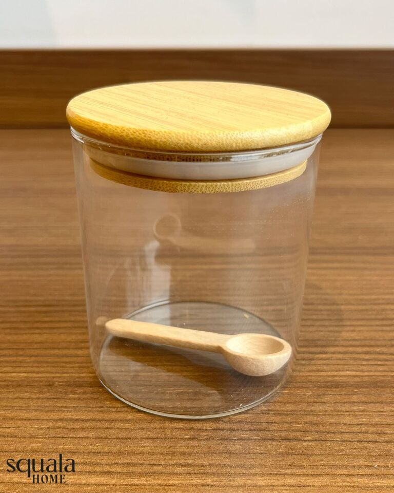 Bambu Stantlı Cam Baharatlık 6 Bölmeli