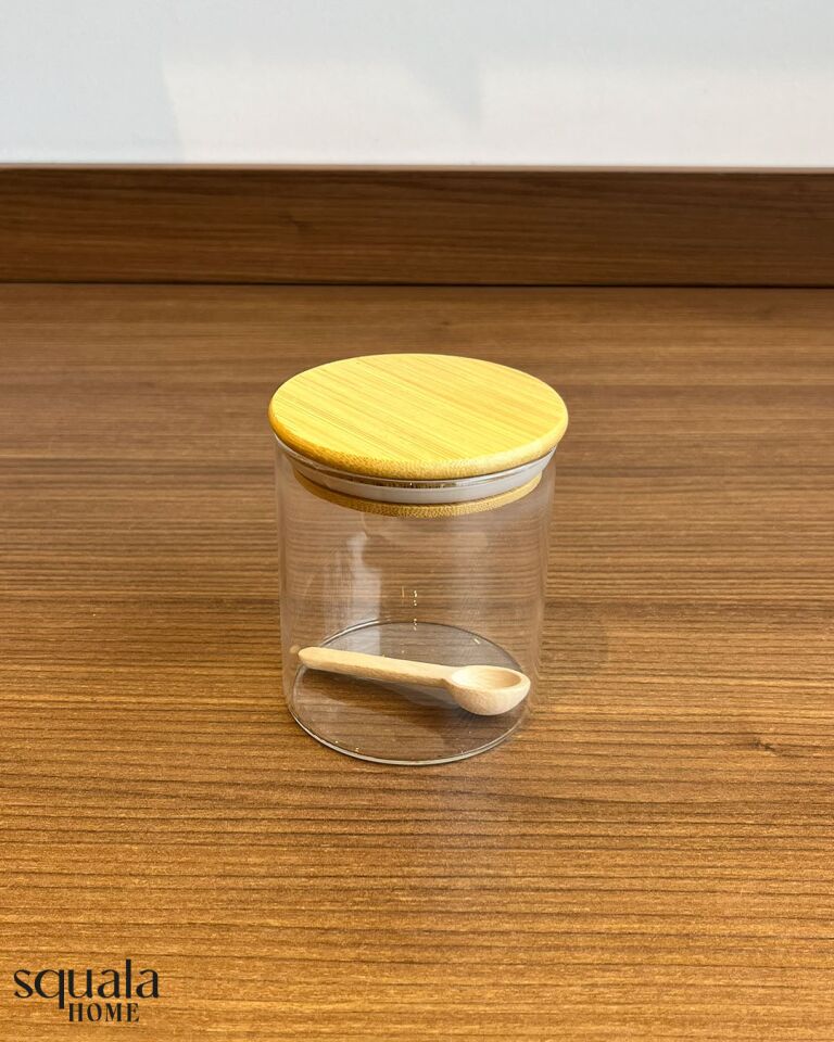 Bambu Stantlı Cam Baharatlık 6 Bölmeli