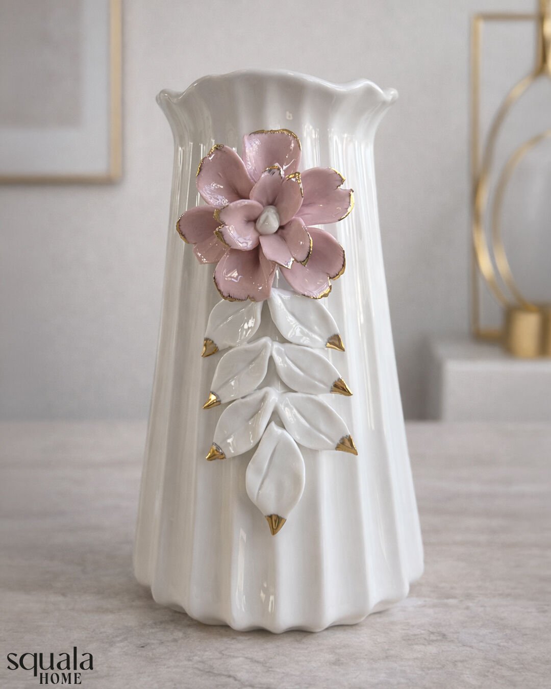 Porselen Çiçek Desenli Vazo 4631