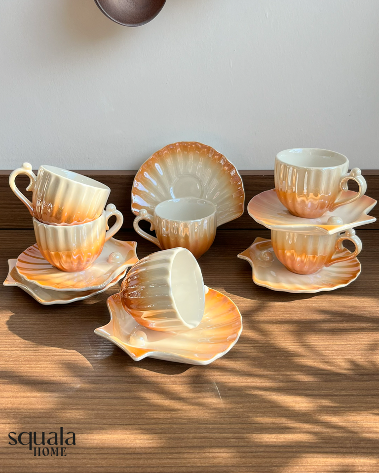 İncili Kahve Fincan Takımı 6 Kişilik