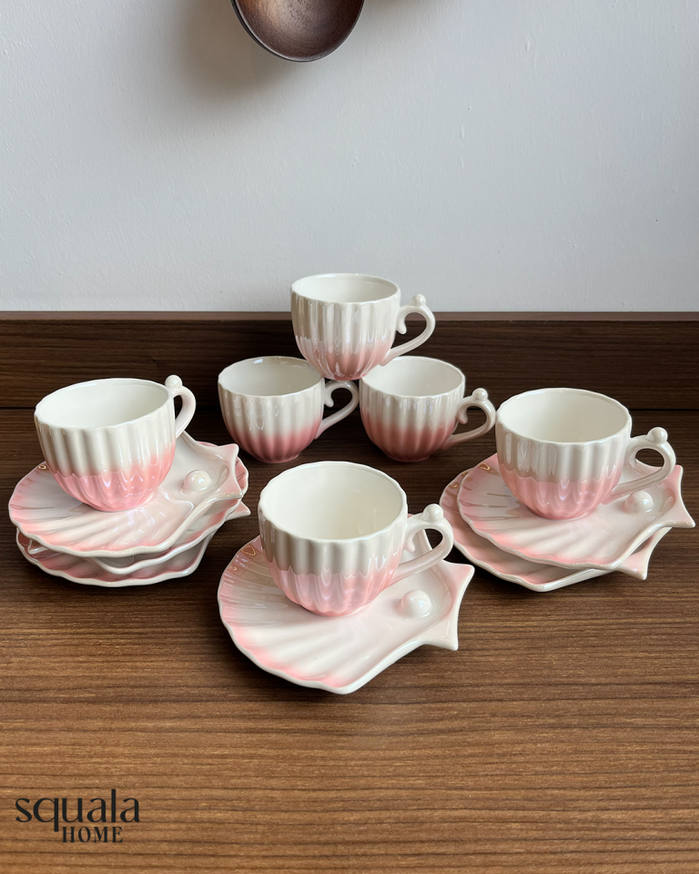 İncili Kahve Fincan Takımı 6 Kişilik