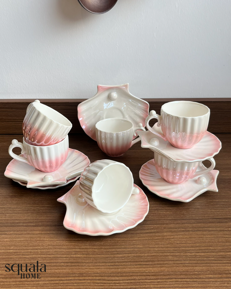 İncili Kahve Fincan Takımı 6 Kişilik