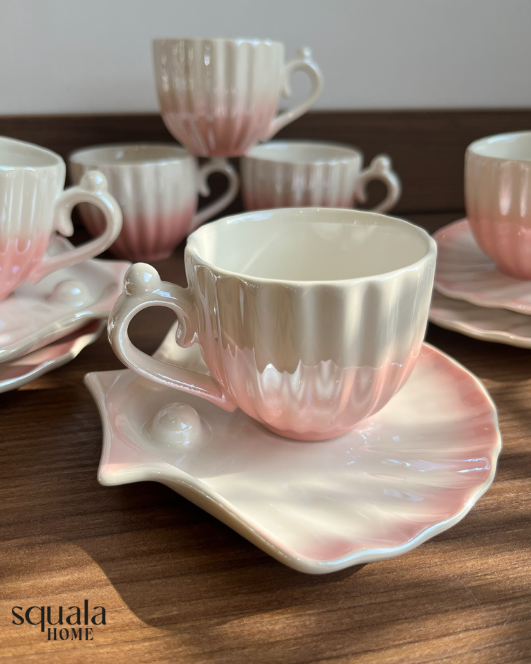 İncili Kahve Fincan Takımı 6 Kişilik