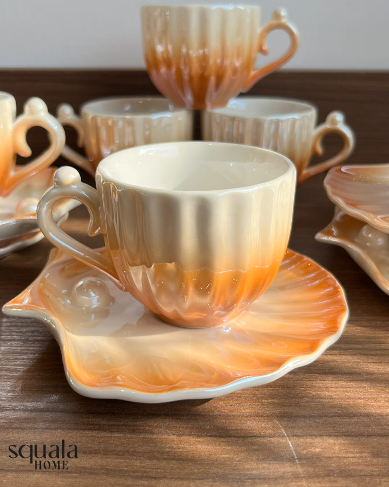 İncili Kahve Fincan Takımı 6 Kişilik