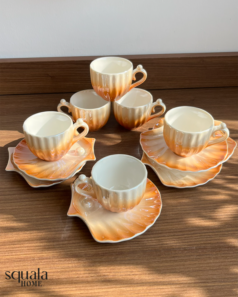İncili Kahve Fincan Takımı 6 Kişilik
