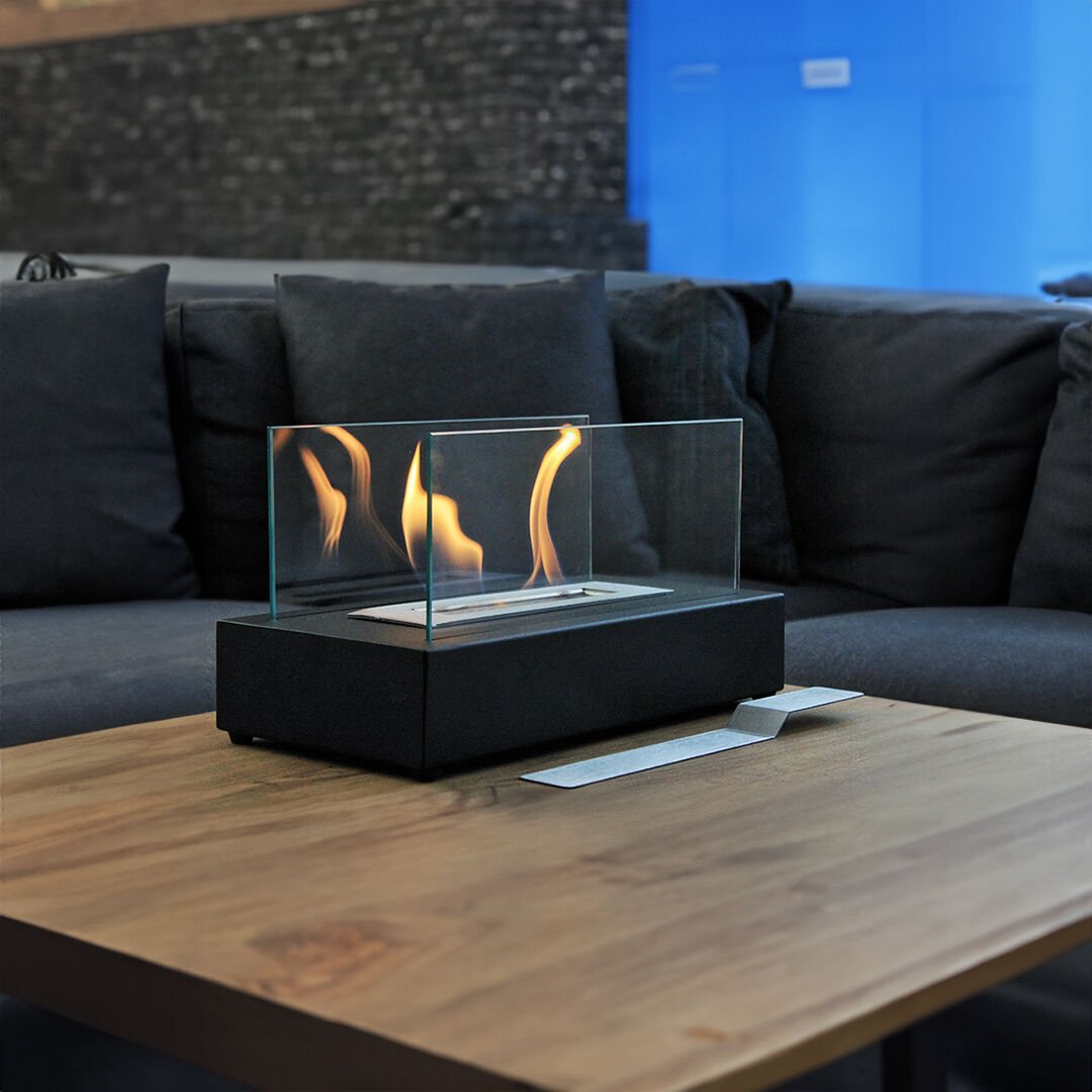 Dikdörtgen Metal Masa Şöminesi