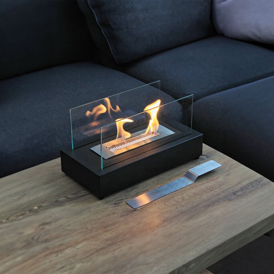 Dikdörtgen Metal Masa Şöminesi