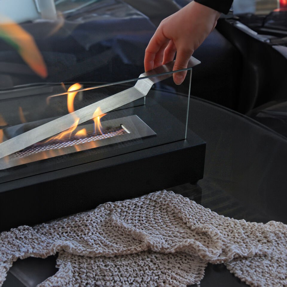 Dikdörtgen Metal Masa Şöminesi