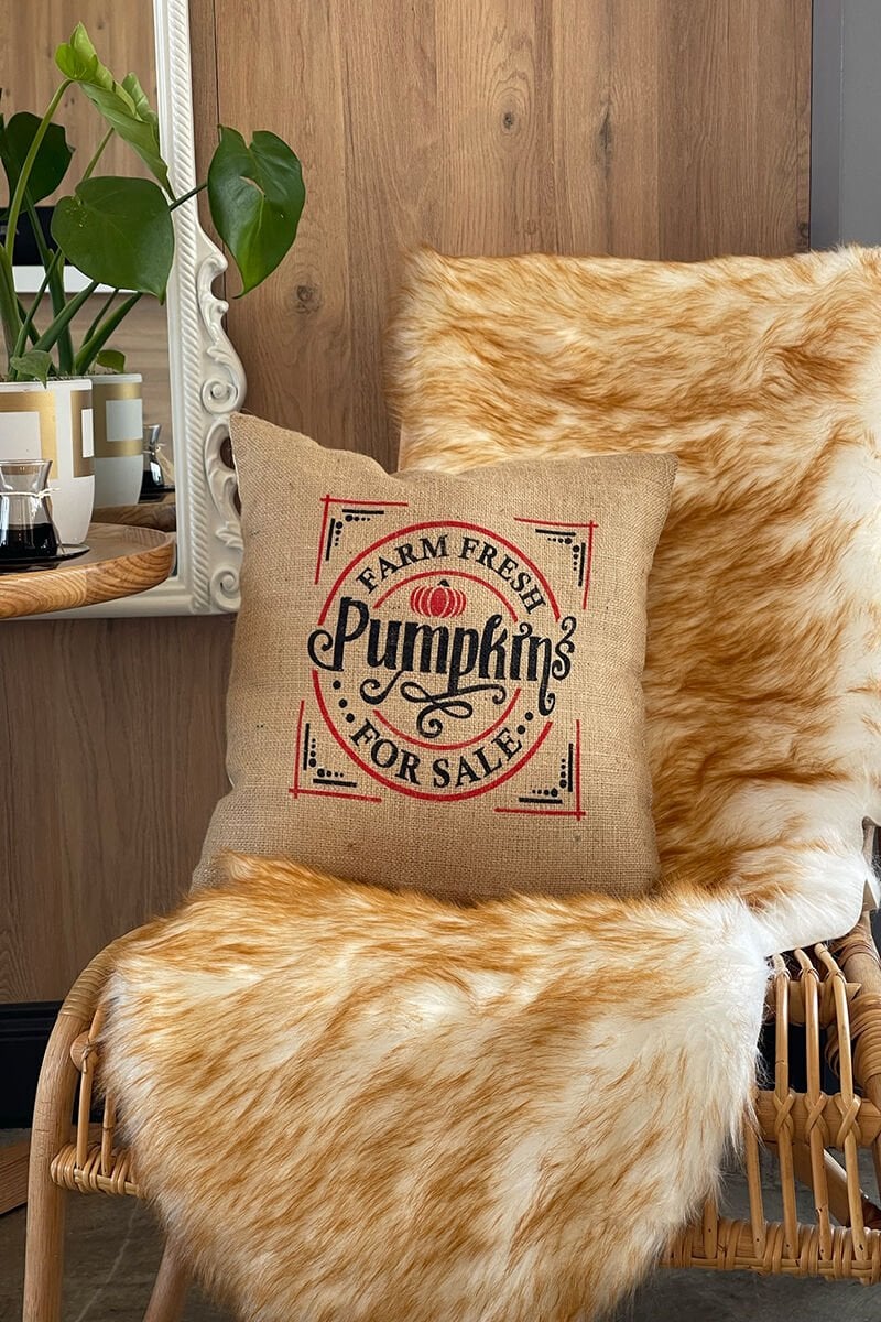 Balkabağı Desen Jüt Kırlent 50x50 Cm