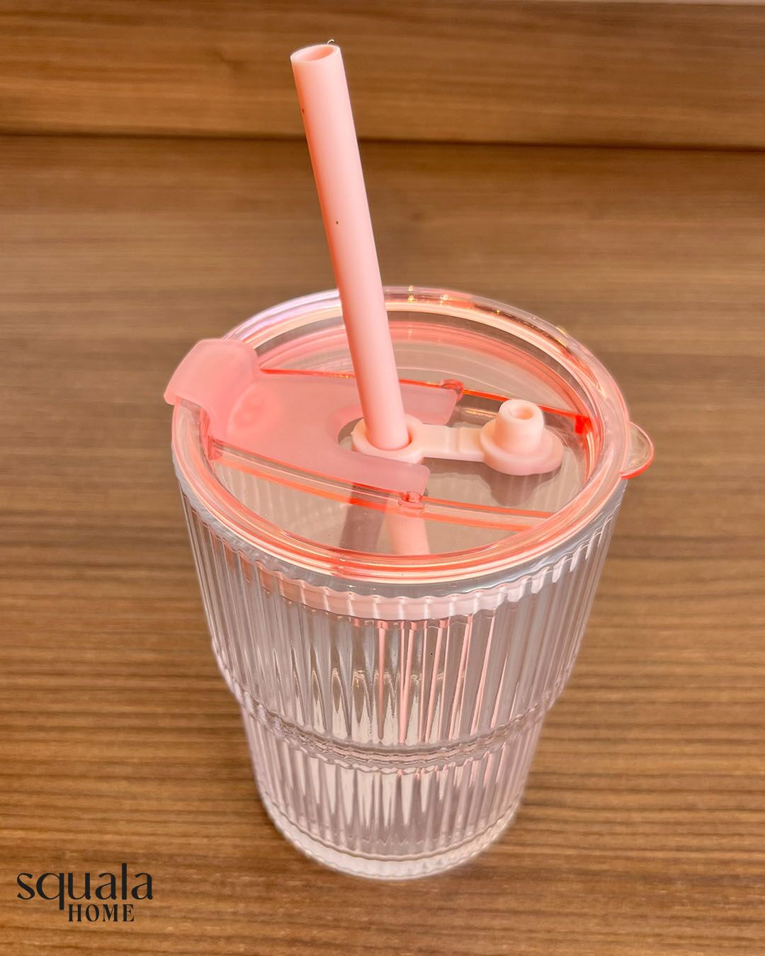Pembe Pipetli Cam Bardak 430ml