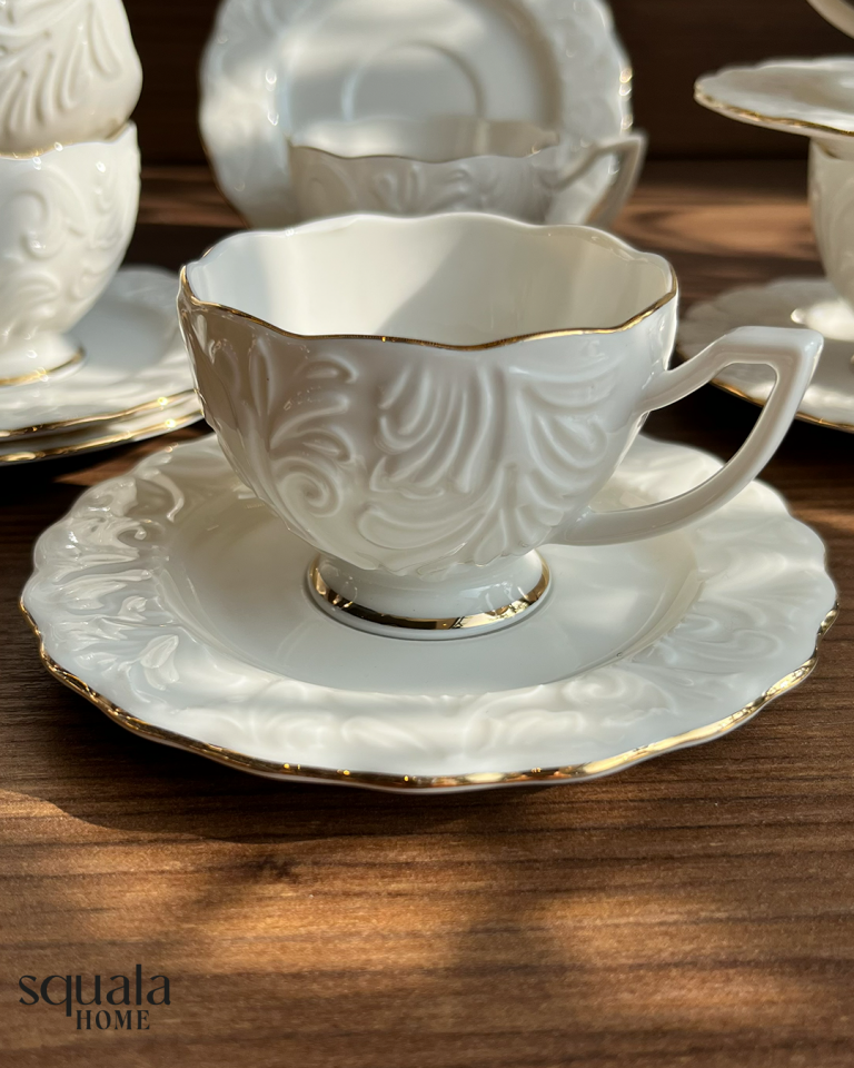 Otantik Porselen Kahve Takımı 6 Kişilik