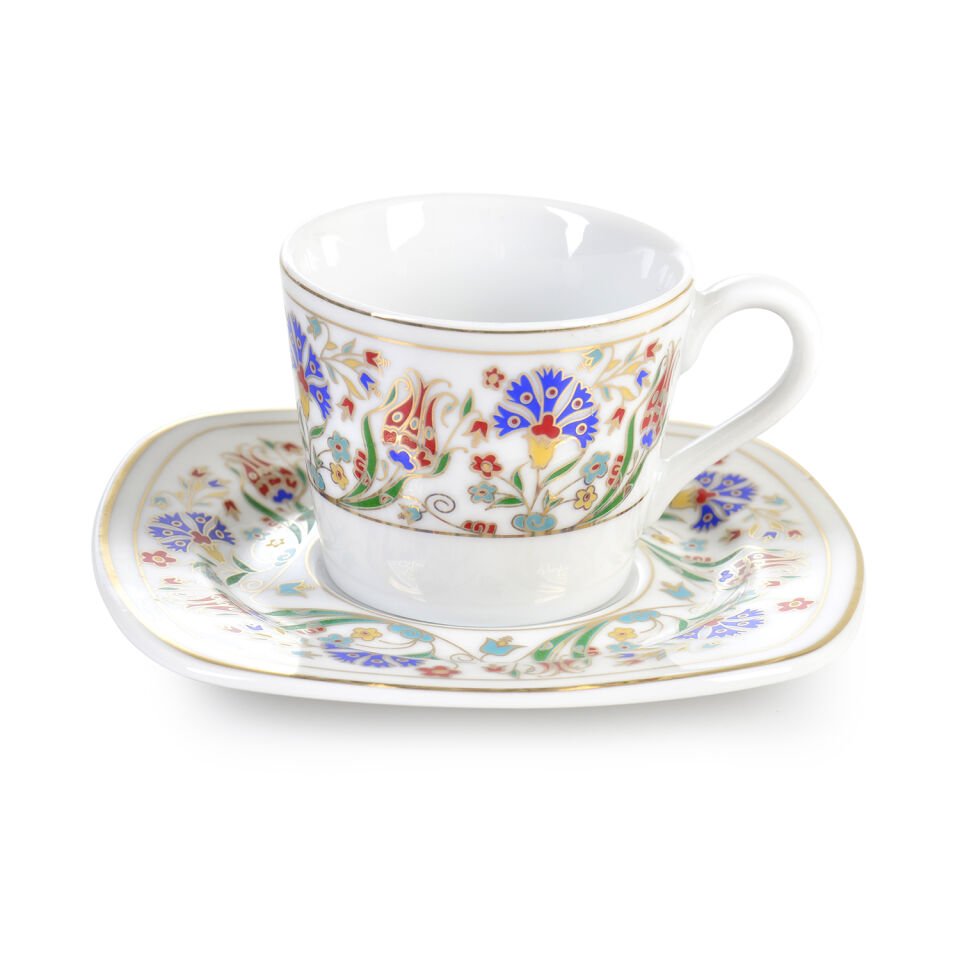 Ottoman Motifli 6 Kişilik Kahve Fincan Takımı