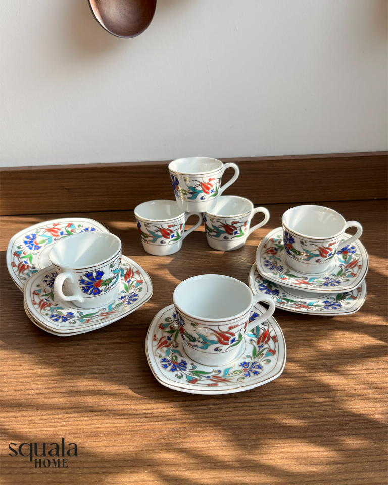 Ottoman Motifli 6 Kişilik Kahve Fincan Takımı