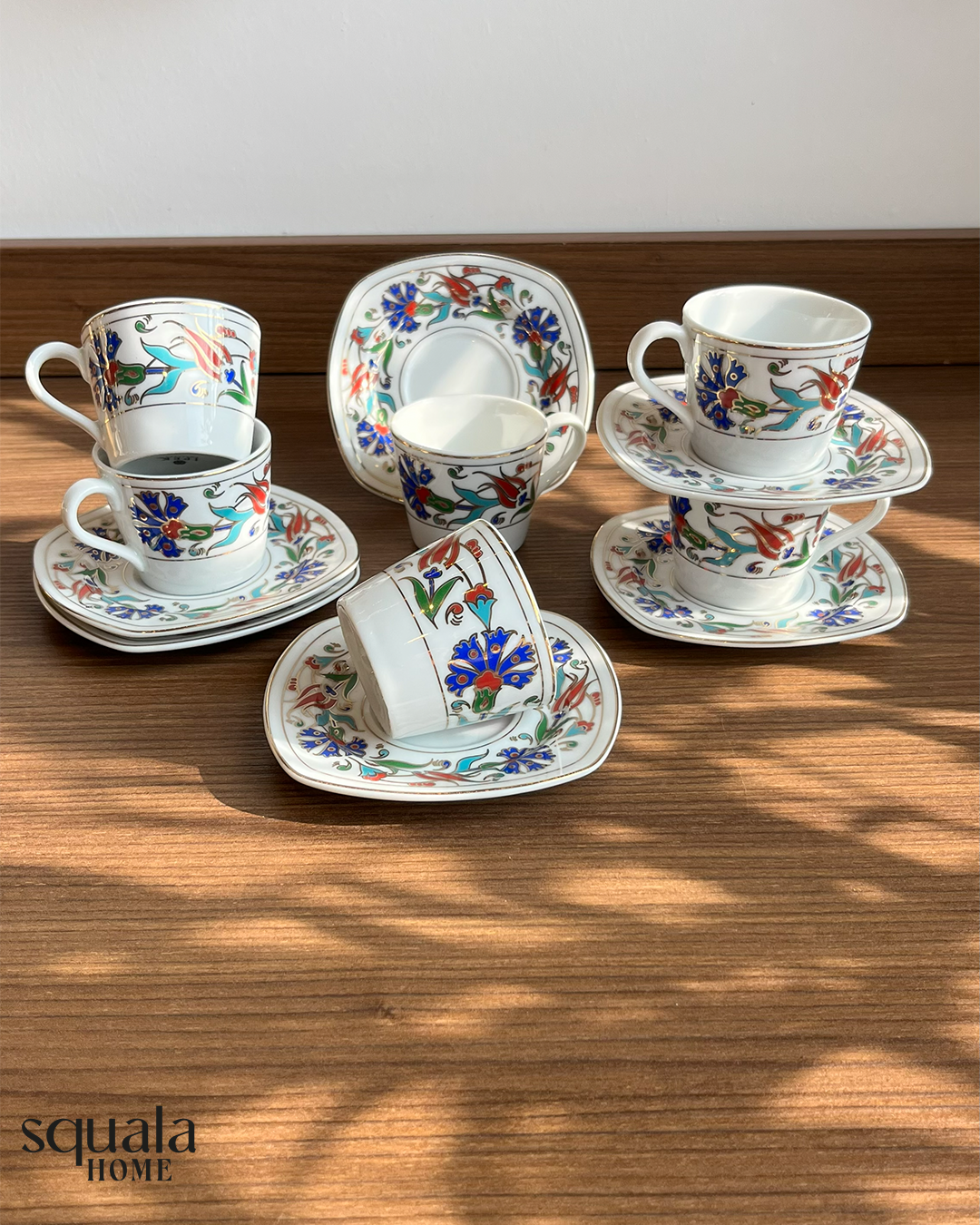 Ottoman Motifli 6 Kişilik Kahve Fincan Takımı