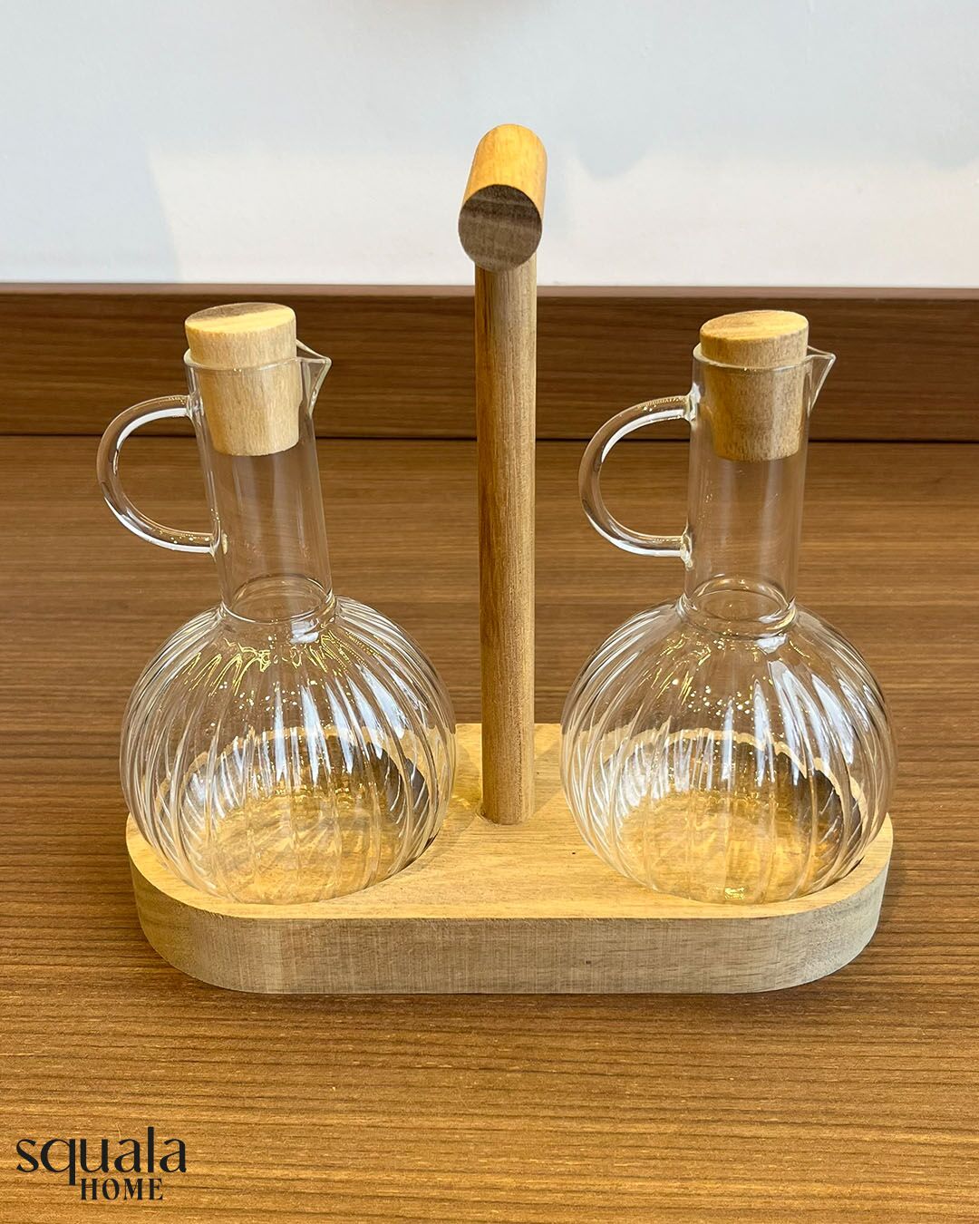 Akasya Standlı 2 Li Cam Yağlık