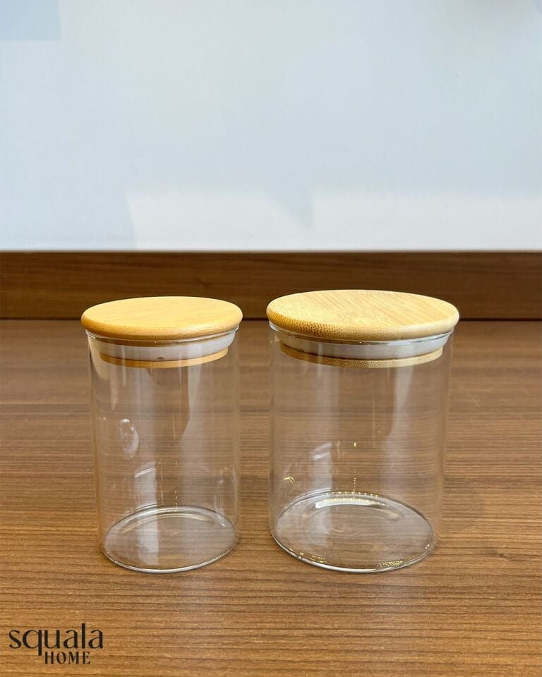 Bambu Stantlı Cam Baharatlık 7 Bölmeli