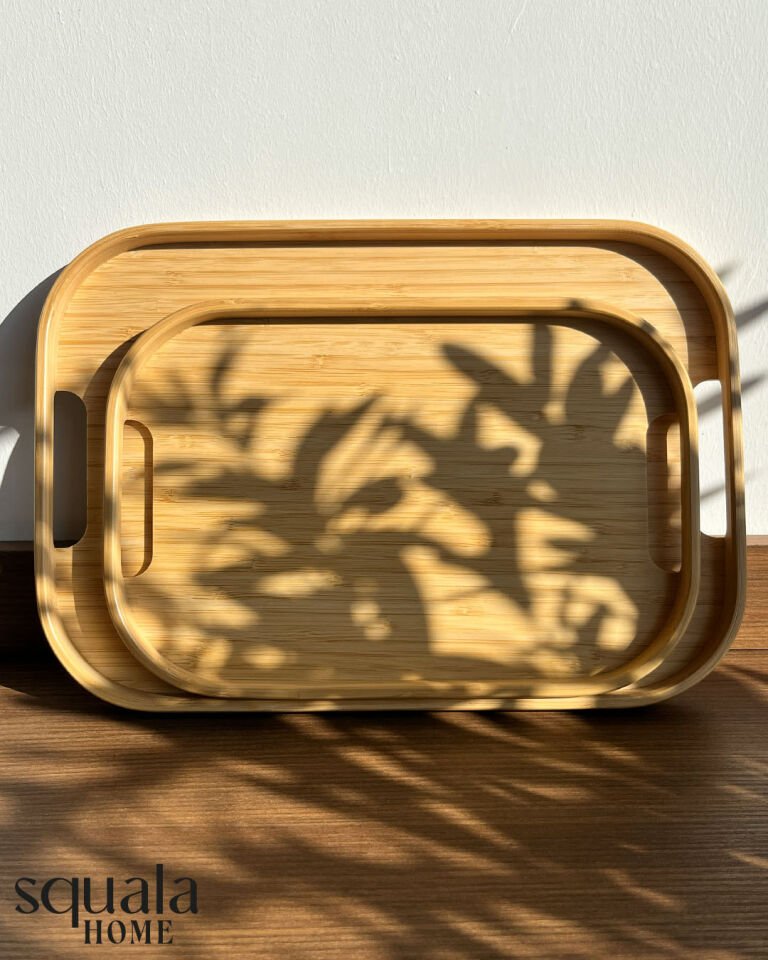 2'li Bambu Kare Tepsi