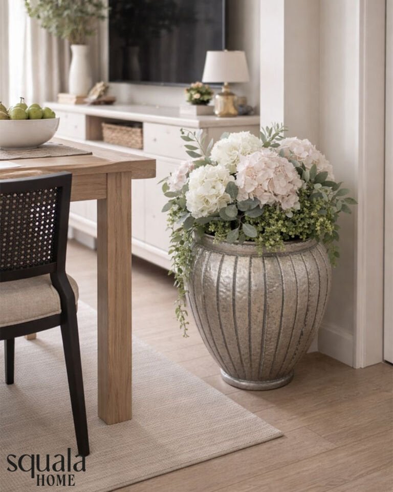 Gümüş Geniş Vazo Çizgili Küçük Boy MG82