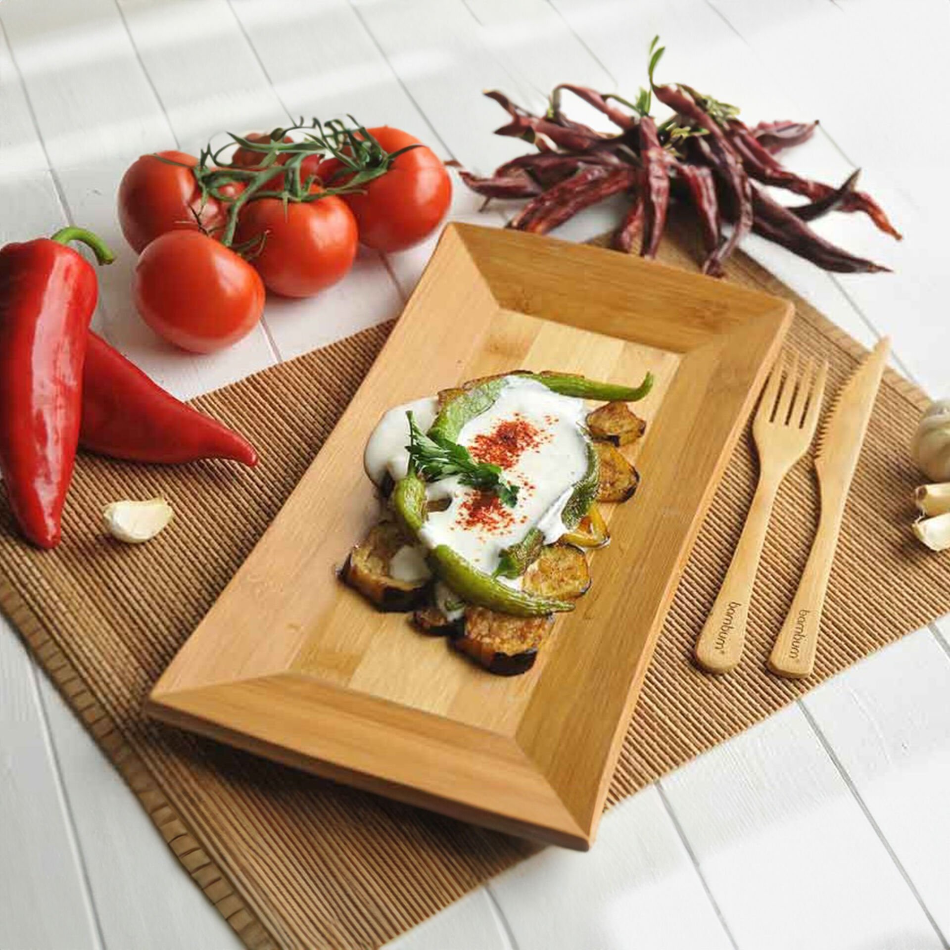 Bambu Dikdörtgen Tepsi 36 Cm