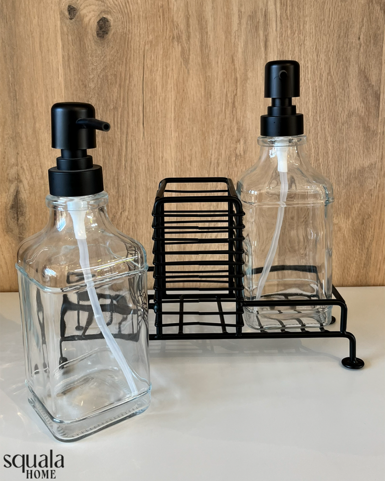 Standlı Sıvı Sabunluk 2 Parça Siyah