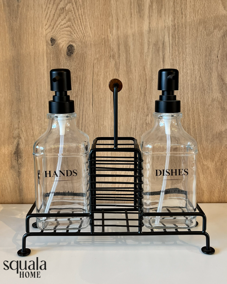 Kulplu Standlı Sıvı Sabunluk 2 Parça Siyah