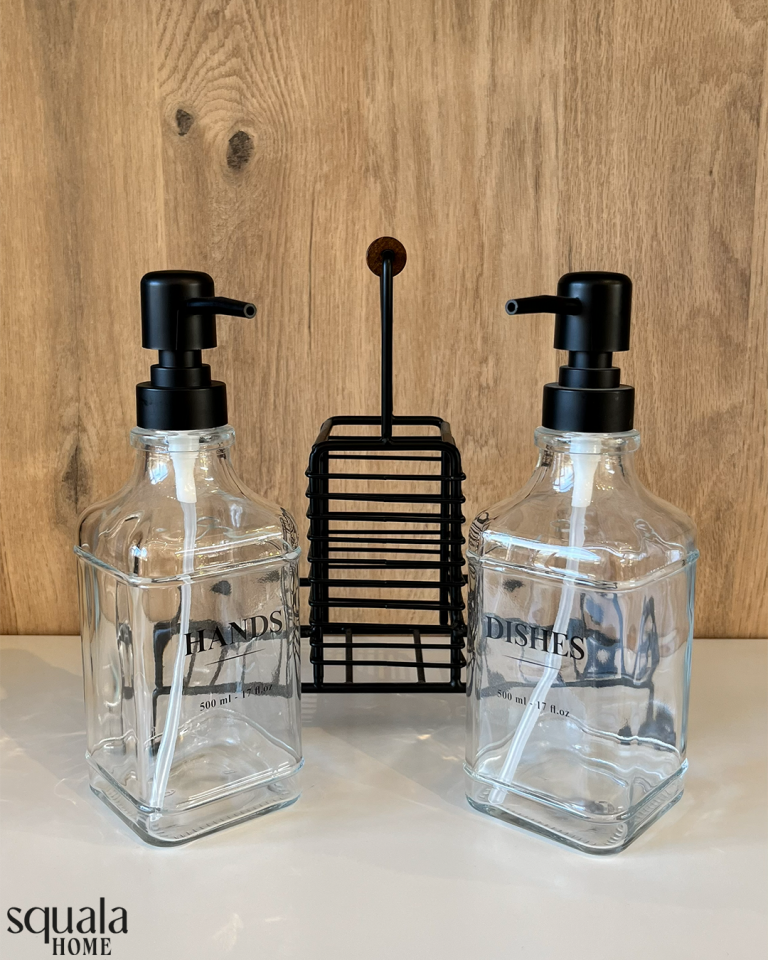Kulplu Standlı Sıvı Sabunluk 2 Parça Siyah
