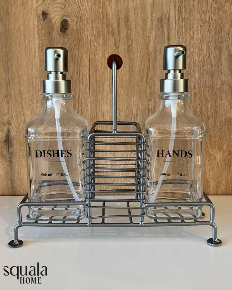 Kulplu Standlı Sıvı Sabunluk 2 Parça Gri