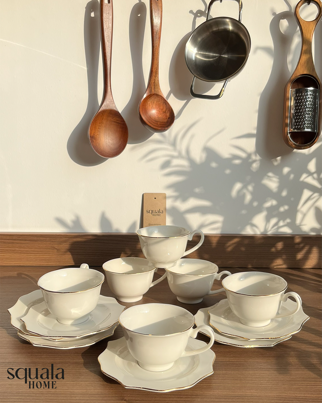 Rise Porselen Çay Takımı 6 Kişilik Gold Detay