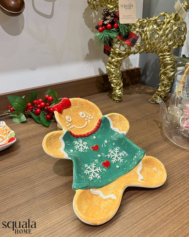 Seramik Kurabiye Adam Servis Tabağı 77189 'Yeniyıl'