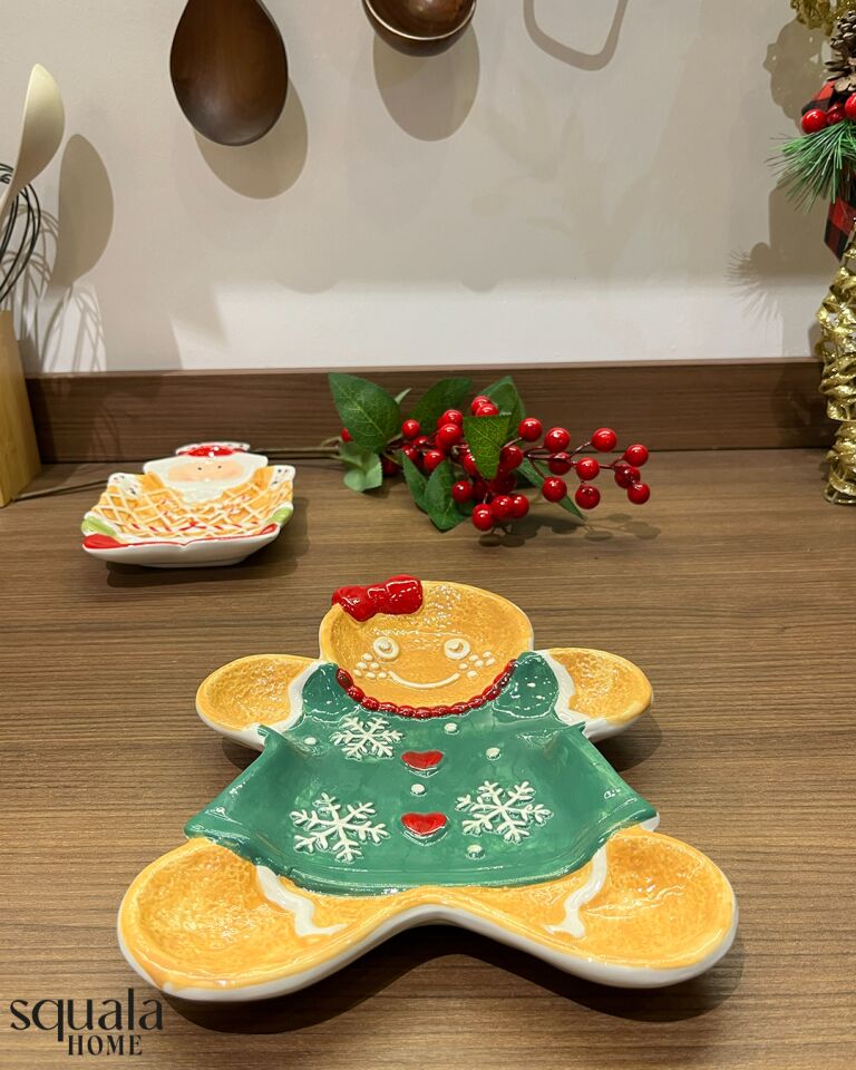 Seramik Kurabiye Adam Servis Tabağı 77189 'Yeniyıl'